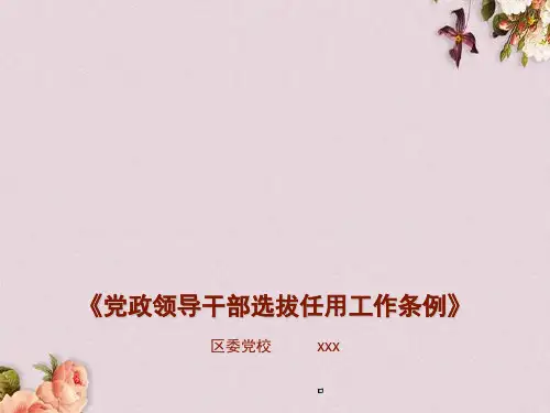 党政领导干部选拔任用工作条例(PPT 41页)