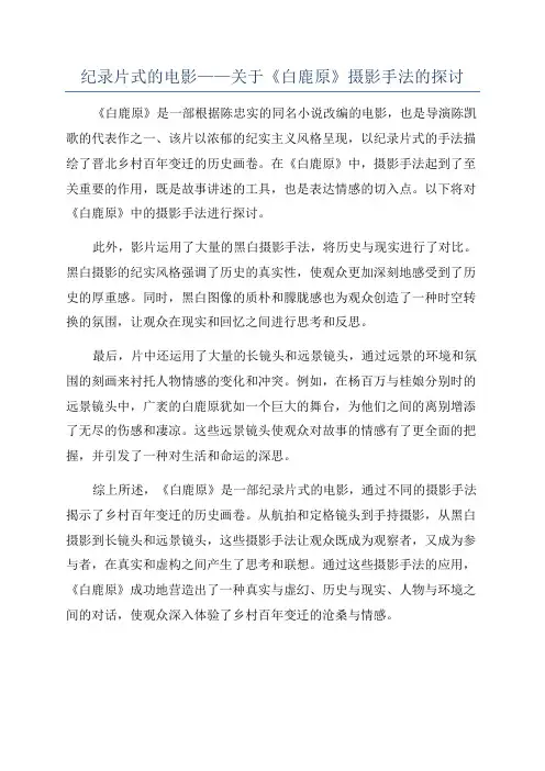 纪录片式的电影——关于《白鹿原》摄影手法的探讨