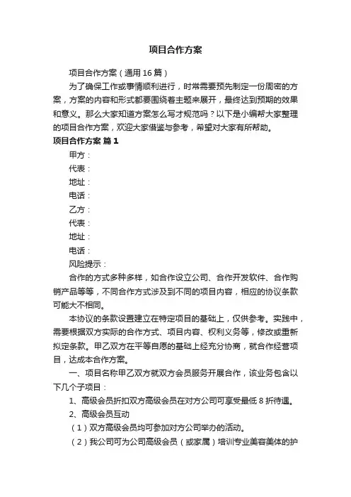 项目合作方案（通用16篇）