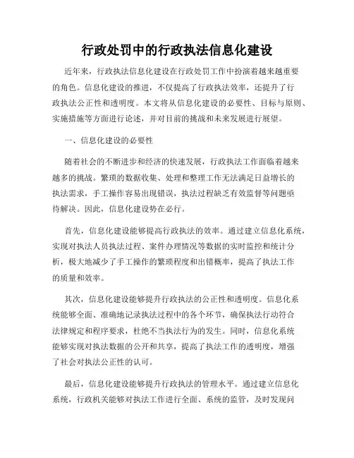 行政处罚中的行政执法信息化建设