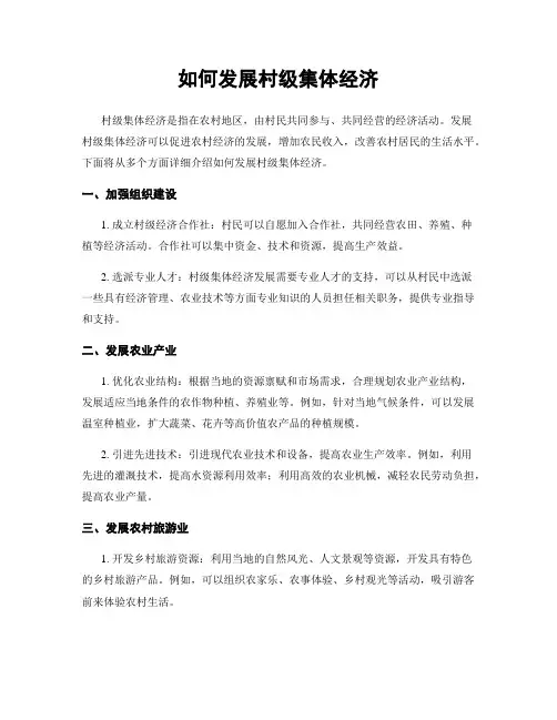 如何发展村级集体经济