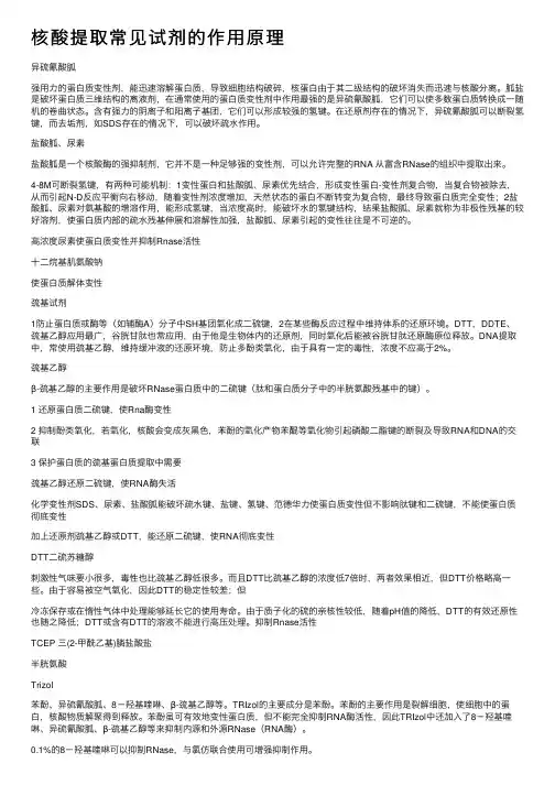 核酸提取常见试剂的作用原理