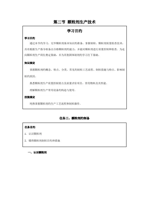 颗粒剂生产技术总结