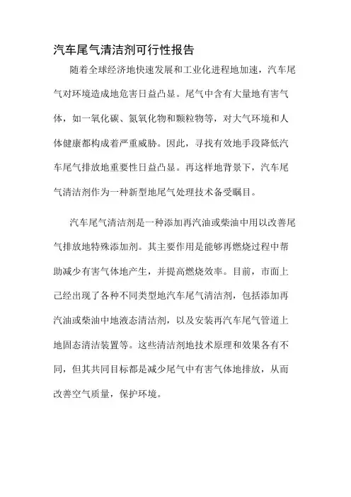 汽车尾气清洁剂可行性报告