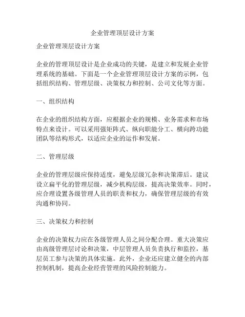 企业管理顶层设计方案