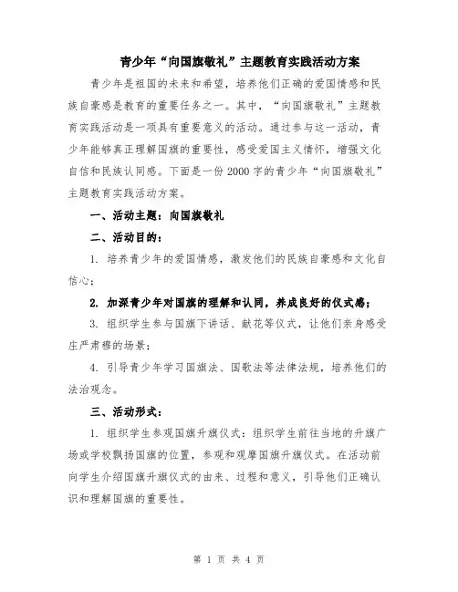 青少年“向国旗敬礼”主题教育实践活动方案