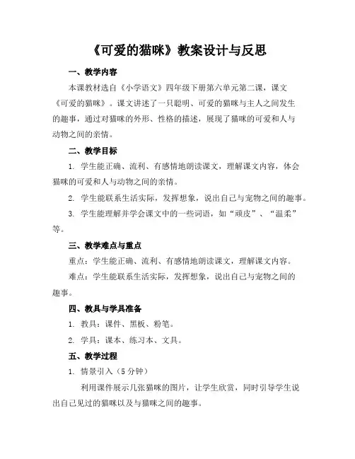 《可爱的猫咪》教案设计与反思