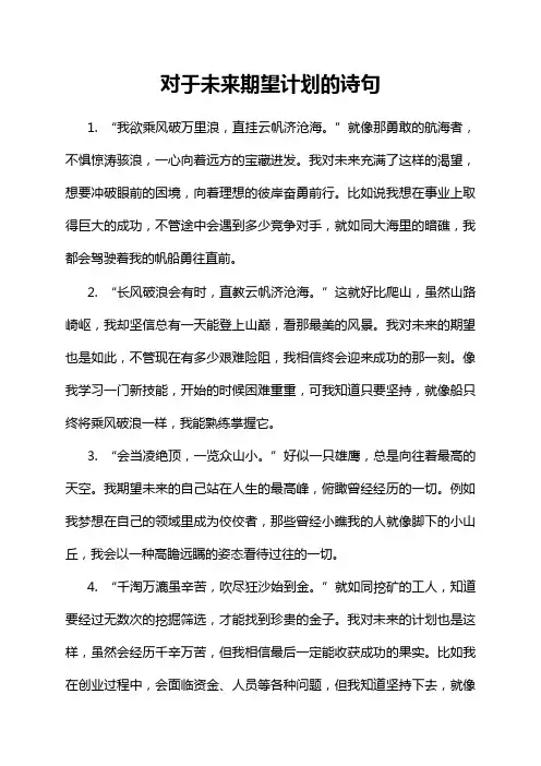 对于未来期望计划的诗句