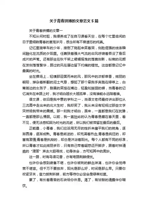 关于青春拼搏的文章范文5篇