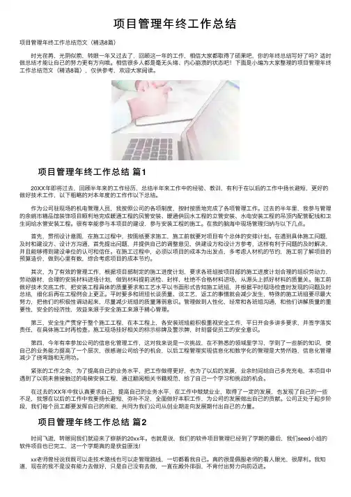 项目管理年终工作总结