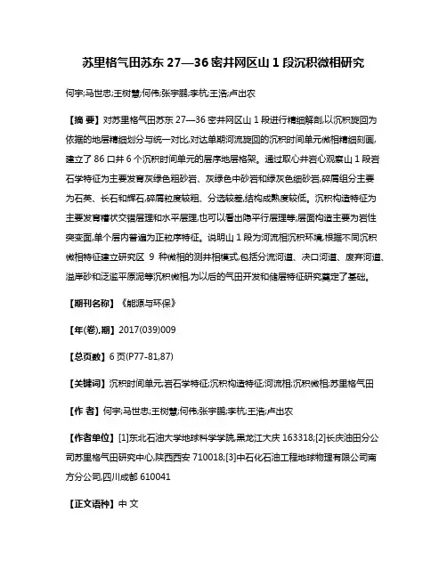 苏里格气田苏东27—36密井网区山1段沉积微相研究