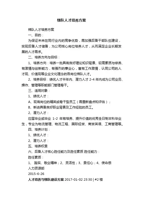 梯队人才培养方案