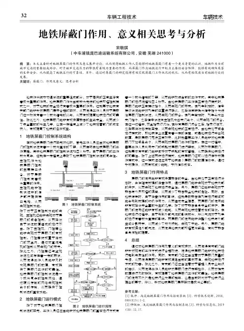 地铁屏蔽门作用、意义相关思考与分析