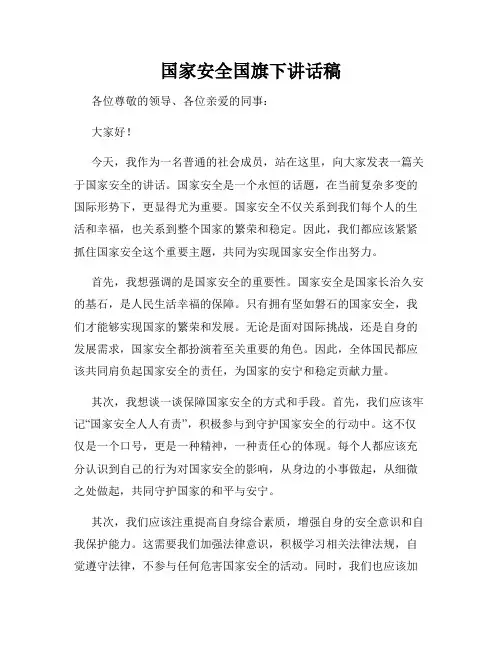 国家安全国旗下讲话稿