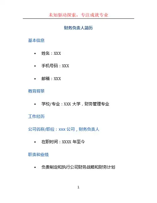 财务负责人简历