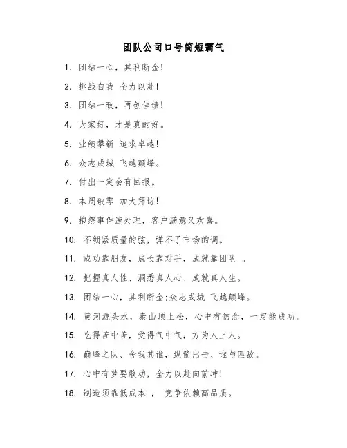 团队公司口号简短霸气