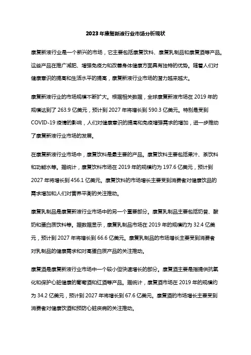 2023年康复新液行业市场分析现状