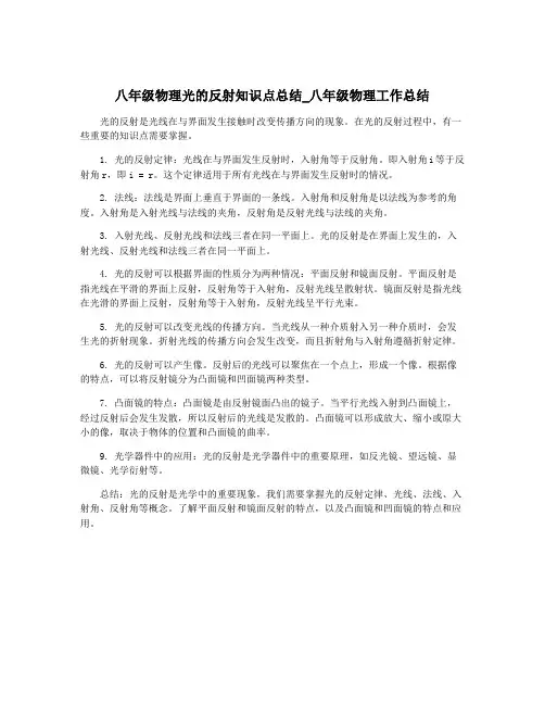 八年级物理光的反射知识点总结_八年级物理工作总结