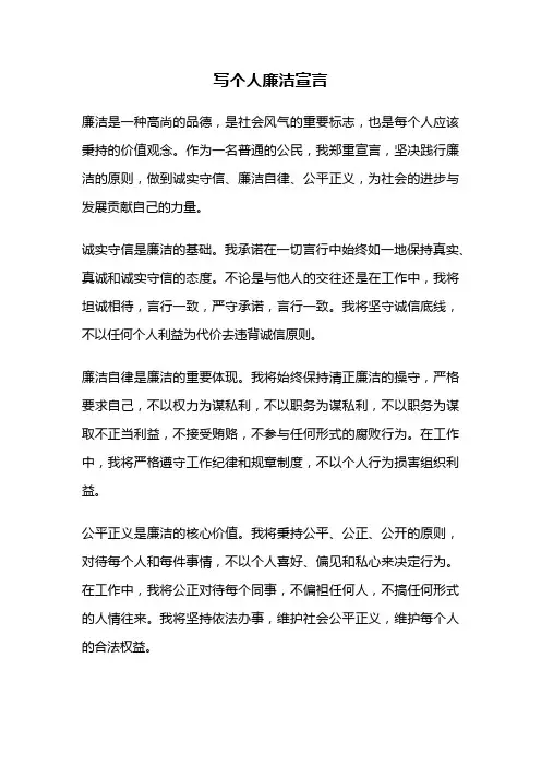 写个人廉洁宣言