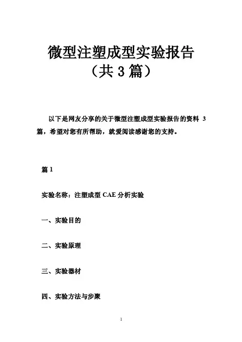 微型注塑成型实验报告（共3篇）