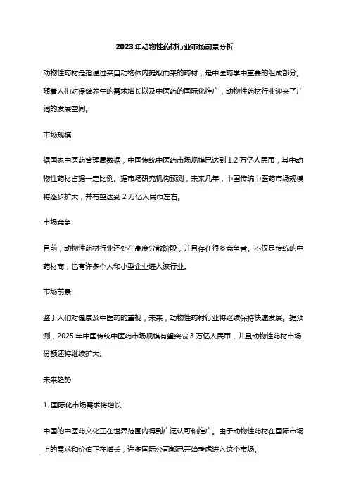 2023年动物性药材行业市场前景分析