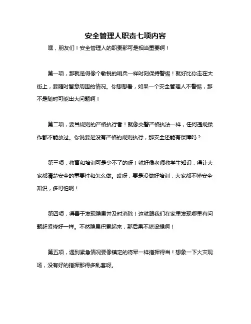 安全管理人职责七项内容