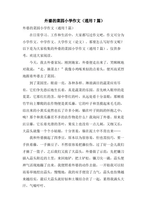 外婆的菜园小学作文(通用7篇)