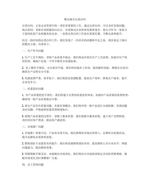 整改报告自查自纠