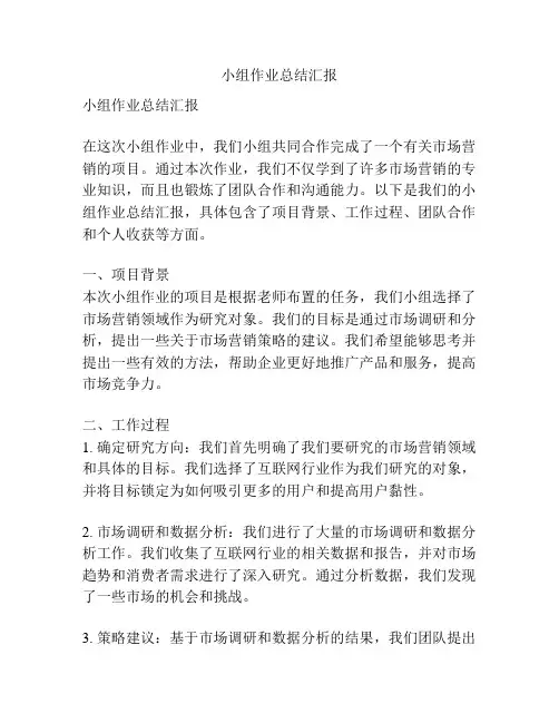 小组作业总结汇报