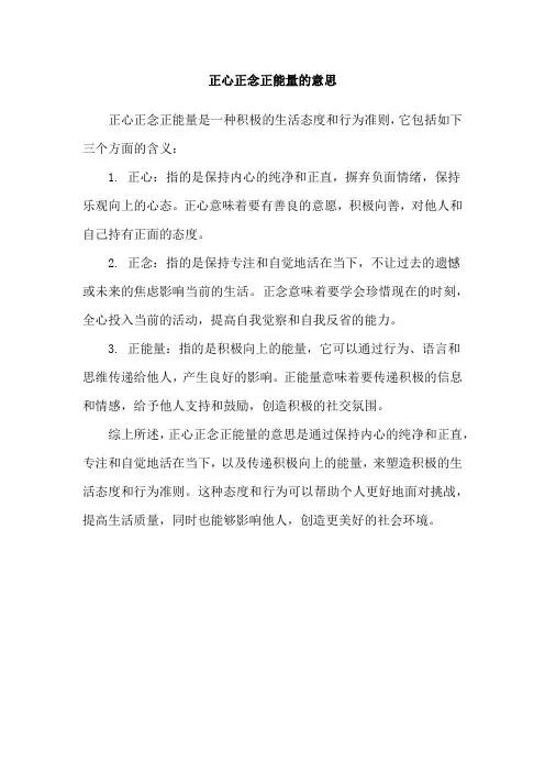 正心正念正能量的意思