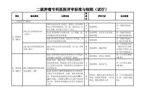 二级肿瘤专科医院评审标准与细则(试行)