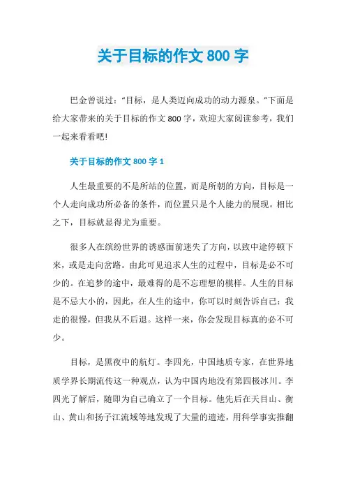 关于目标的作文800字