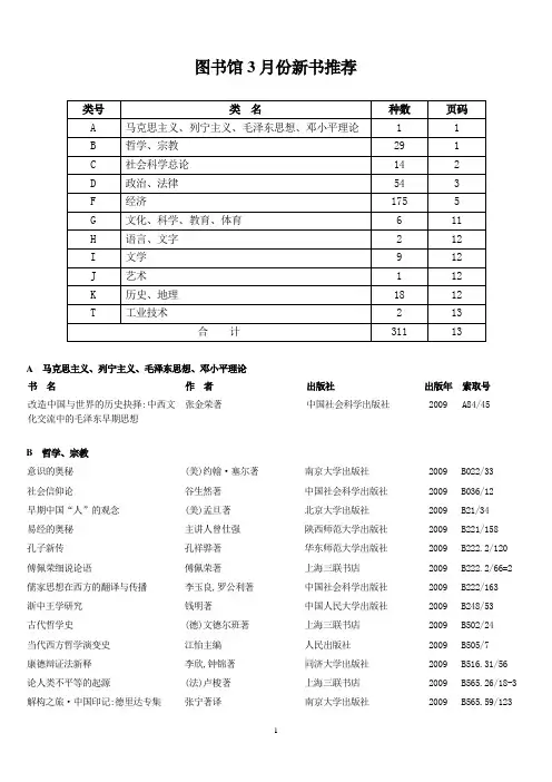 图书馆3月份新书推荐