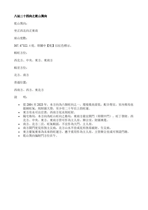 八运二十四向之乾山巽向