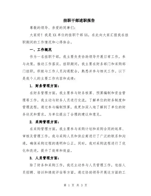 挂职干部述职报告