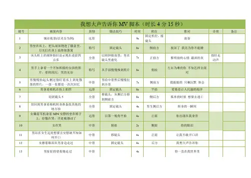 MV分镜头脚本