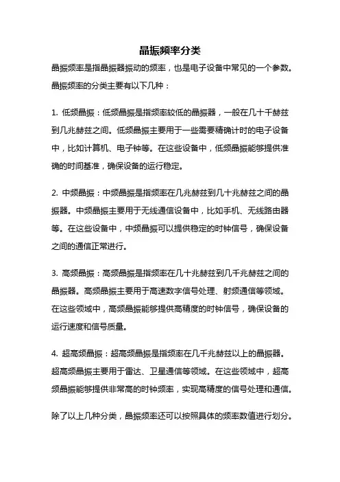 晶振频率分类