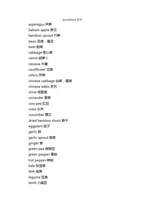 饮食英语-蔬菜词汇_日常英语词汇