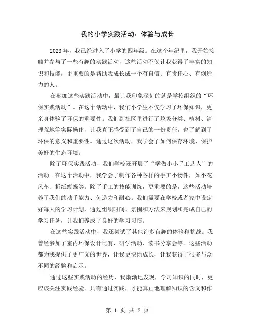 我的小学实践活动：体验与成长