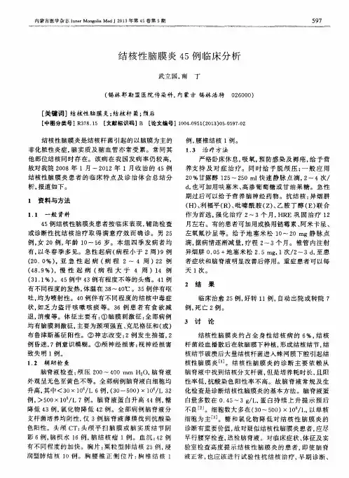 结核性脑膜炎45例临床分析