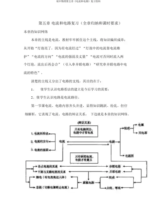 初中物理第五章《电流和电路》复习资料