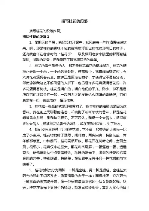 描写桂花的段落（9篇）