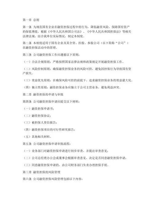 国企融资担保管理制度范本