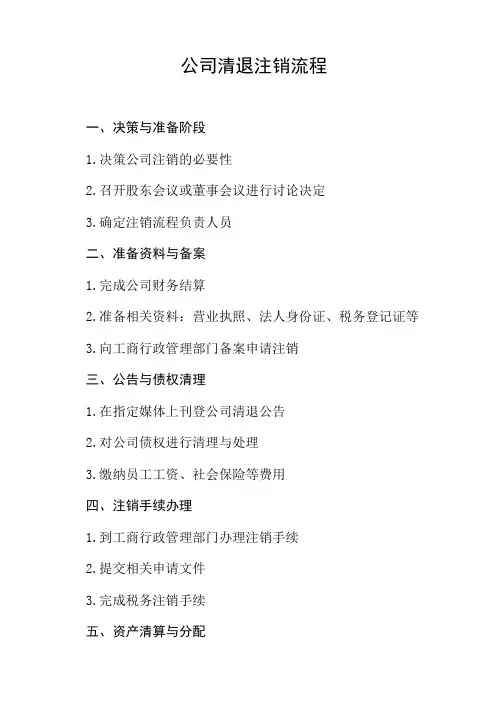 公司清退注销流程