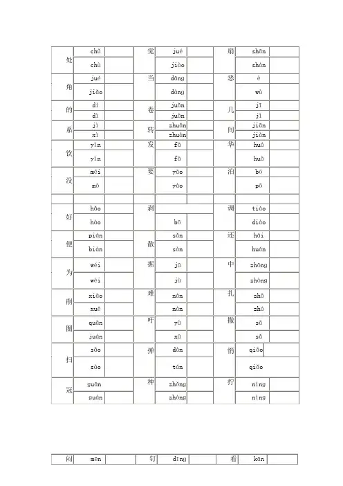 小学四年级下册语文多音字复习--试题及答案
