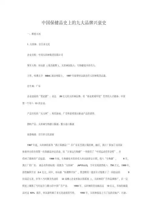 中国保健品史上的九大品牌兴衰史