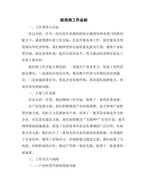 经信局工作总结