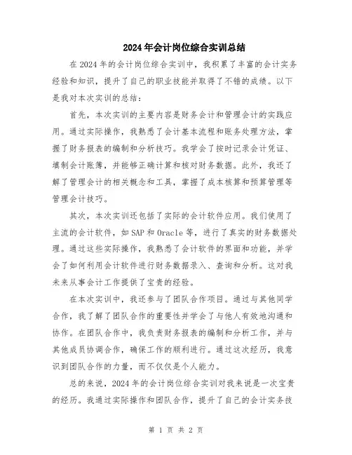 2024年会计岗位综合实训总结