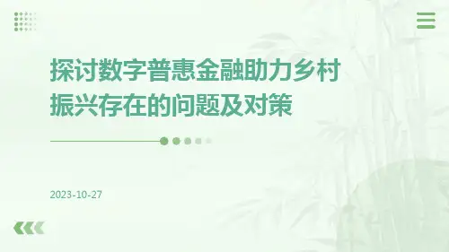 探讨数字普惠金融助力乡村振兴存在的问题及对策