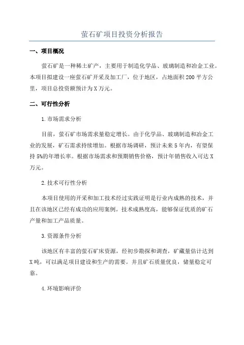 萤石矿项目投资分析报告